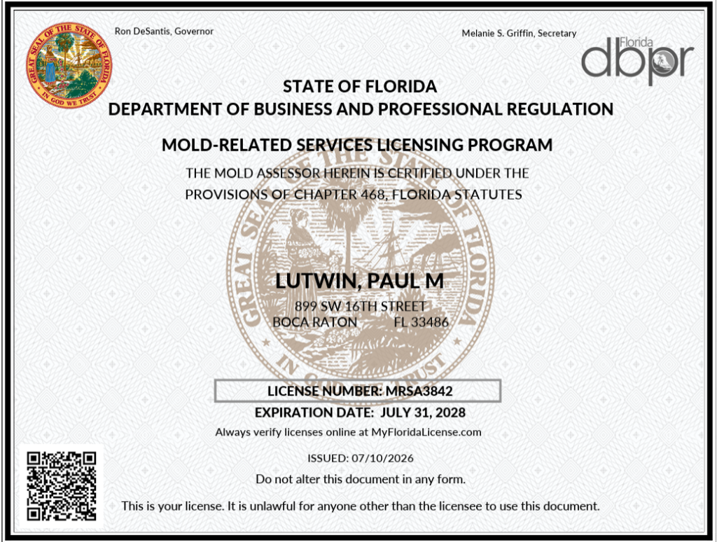 Mold Assessor License for Mold Testers 561